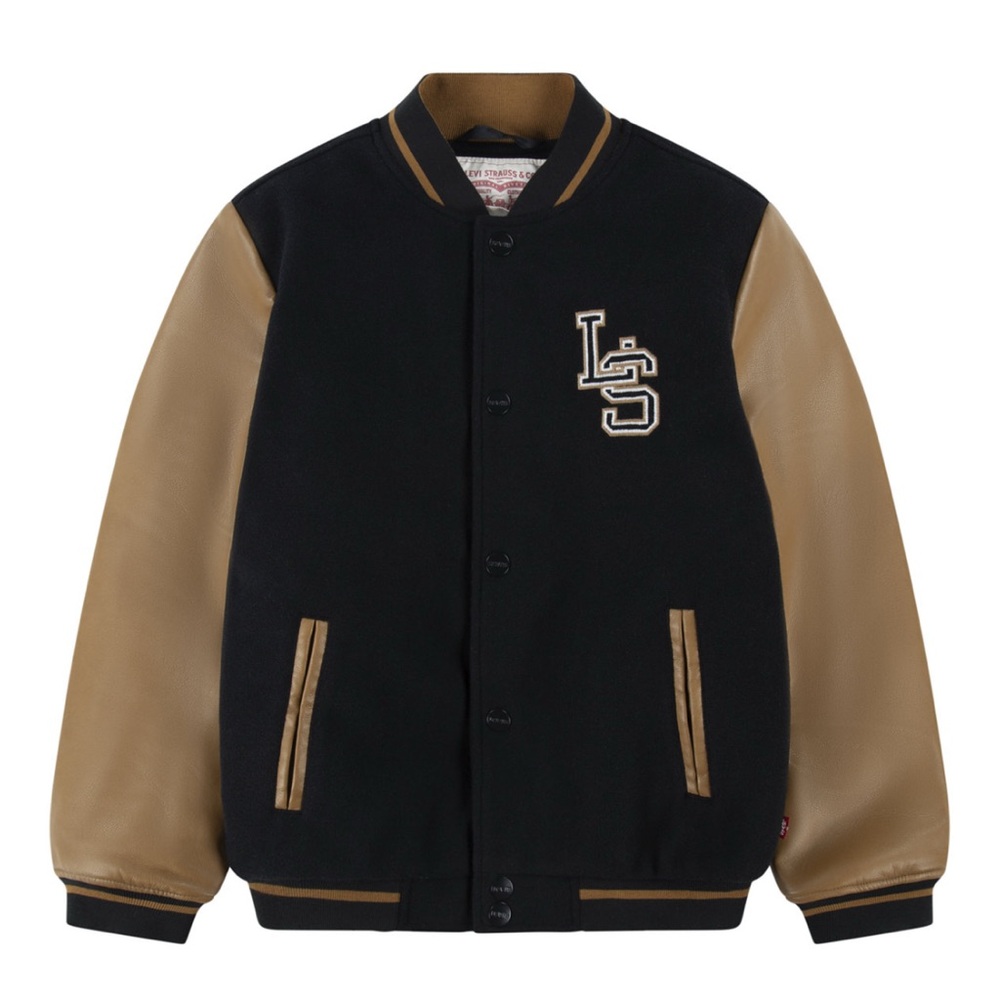 Levi’s Kids Black and Tan Varsity Jacket size:M NWT